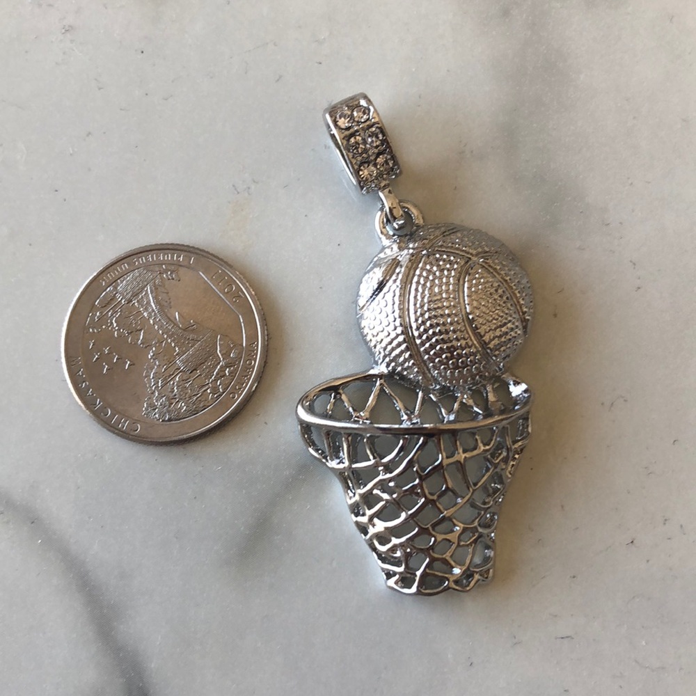 Silver Basketball Chain Charm